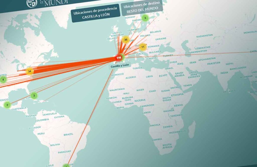 Mapa de dispersión de obras por todo el mundo